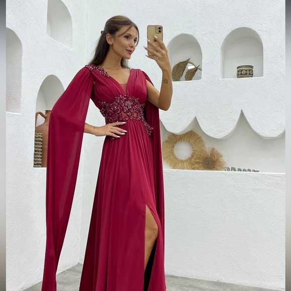 Dresses & Skirts - EMBROIDERED DETAILED CHIFFON EVENING DRESS